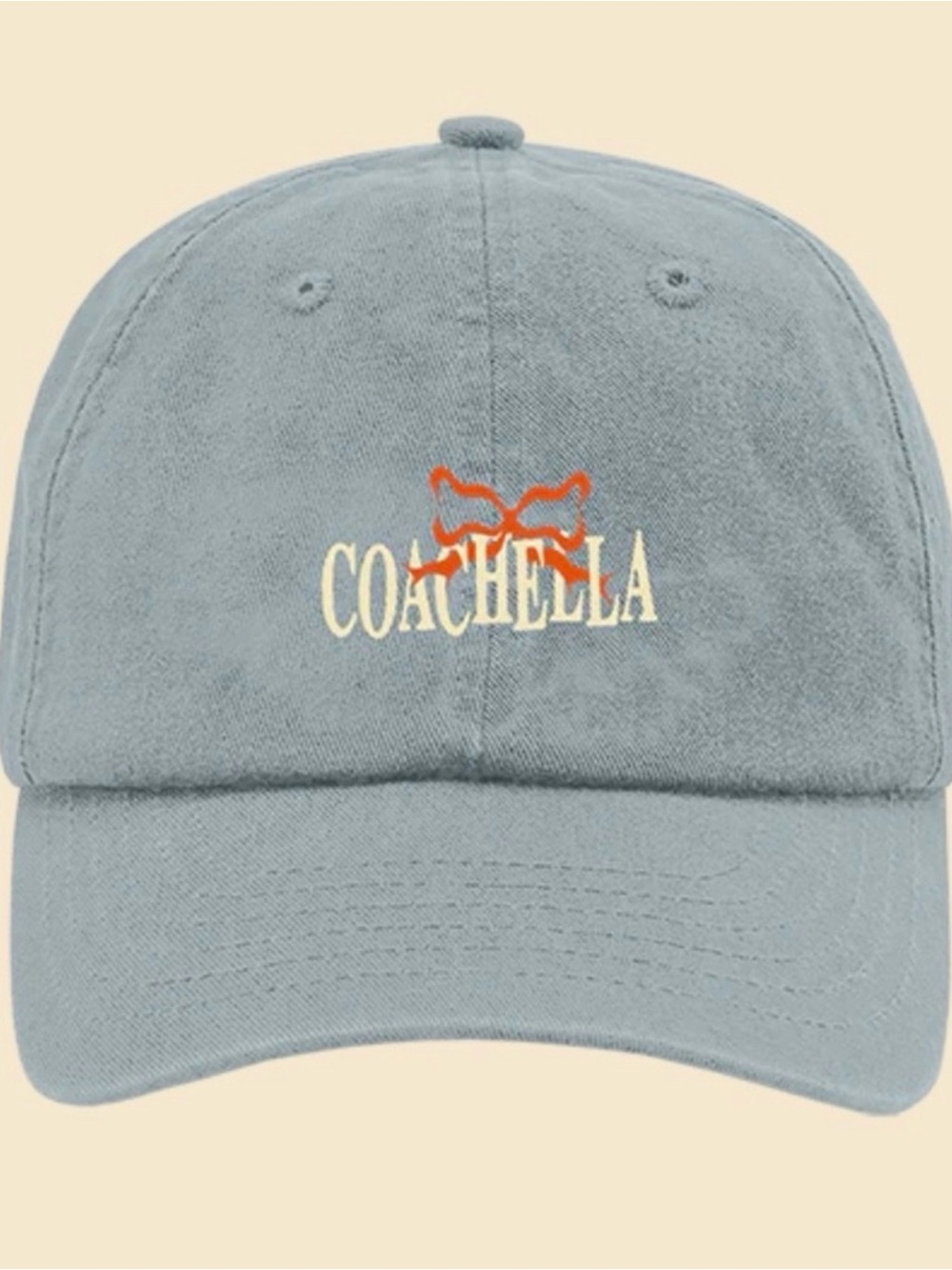 2026 Coachella Embroidered Light Blue Cotton Baseball Cap